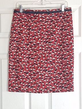 Boden Red Multicolor Floral Print Knee Lenght Pencil Skirt